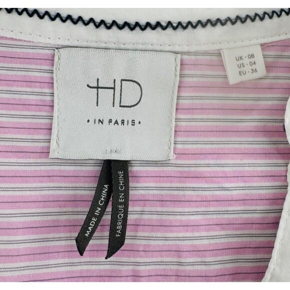 HD In Paris Anthropologie Womens Patchwork Button-Down Shirt size 4 Blouse - Picture 3 of 5